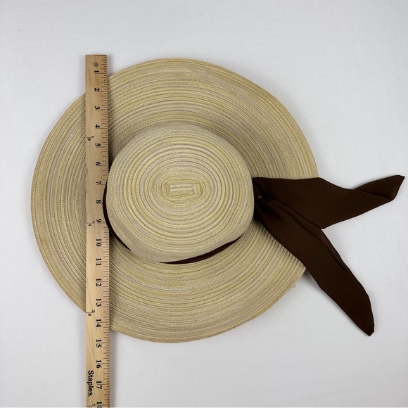 San Diego Hat Company Wide Brim Beige Blend Sun Hat Brown Scarf Tie OS - Picture 6 of 11
